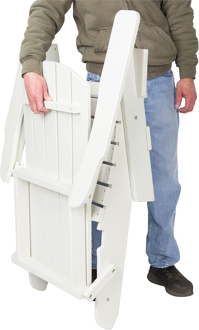 Shine Company Seaside Outdoor Weatherproof Folding Adirondack Chair, White