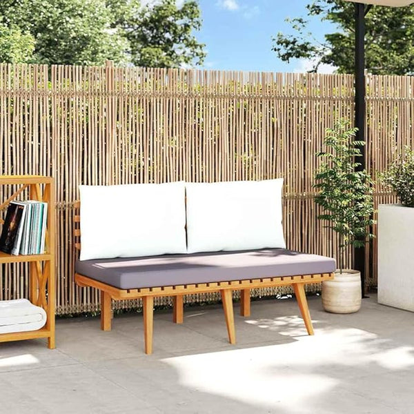 Outdoor Garden Bench with Cushions, Solid Acacia Wood 2-Seater Patio Loveseat - Photo 1