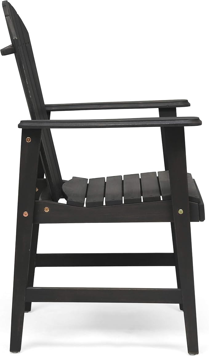 Harper & Bright Designs Outdoor Weather Resistant Acacia Wood Adirondack Dining Chairs (Set of 2), Dark Gray Finish
