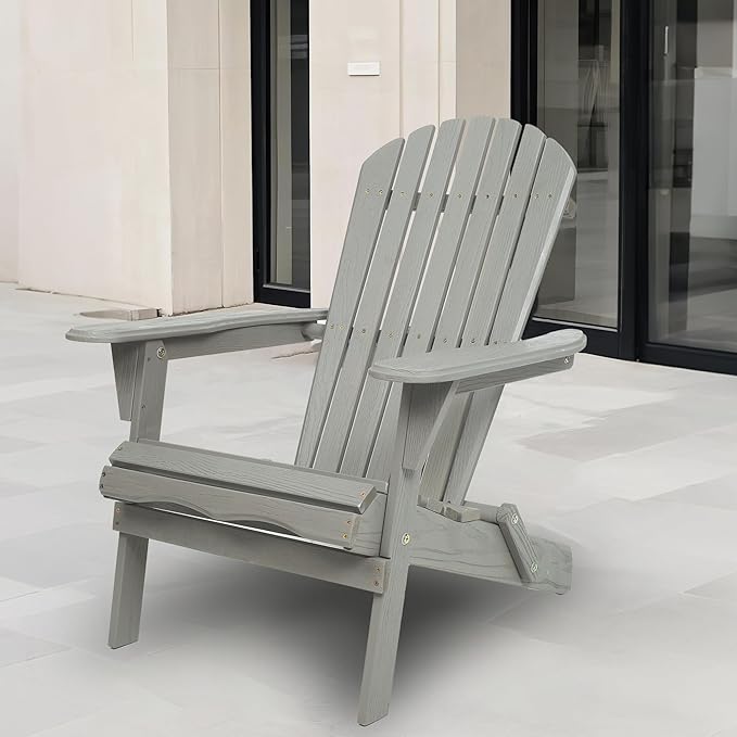 Wood Lounge Patio Chair for Garden Outdoor Wooden Folding Embossed Adirondack Chair Set of 2 Solid Cedar Wood Lounge Patio Chair with Wood Grain-70