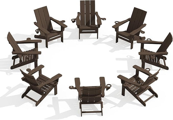 SERWALL Modern Adirondack Chairs Set of 8, Folding Adirondack Chair with Cup Holders - Photo 1