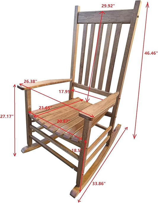 Kaimei Brown Solid Wood Rocking Chair for Balcony, Porch, Patio - Comfortable Outdoor Patio Furniture