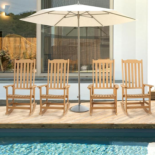 Outdoor Rocking Chairs Set of 4, Oversized All Weather High Back Porch Rocker, Patio Rockers for Outside