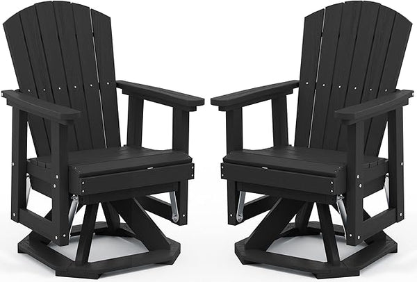 SERWALL Adirondack Swivel Glider Chair, HDPE Glider Set of 2 for Outdoor, All-Weather Glider Chair for Porch, Balcony - Photo 1