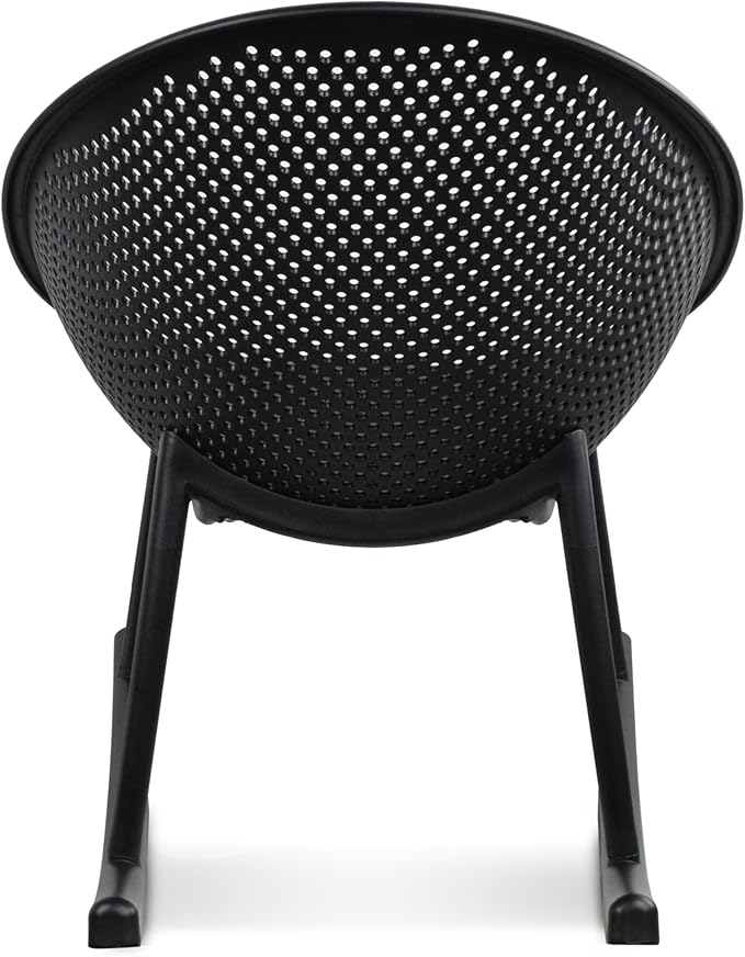 2xhome Patio Rocking Chair | Oval Egg Shaped Lounge Rocker | All Weather Plastic | Modern Accent Side Chair for Indoor or Outdoor Use, Black, Single, Set of 1
