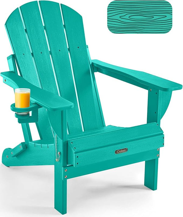 Ciokea Folding Adirondack Chair Wood Texture, Patio Adirondack Chair Weather Resistant - Photo 1