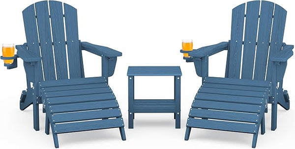 SERWALL 5-Piece Adirondack Chair and Ottoman and Table Set - Photo 1
