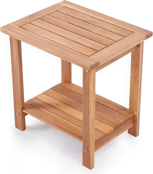 Double Adirondack Side Table, Weather-Resistant Rectangular End Table for Patio, Garden, Lawn - Photo 1