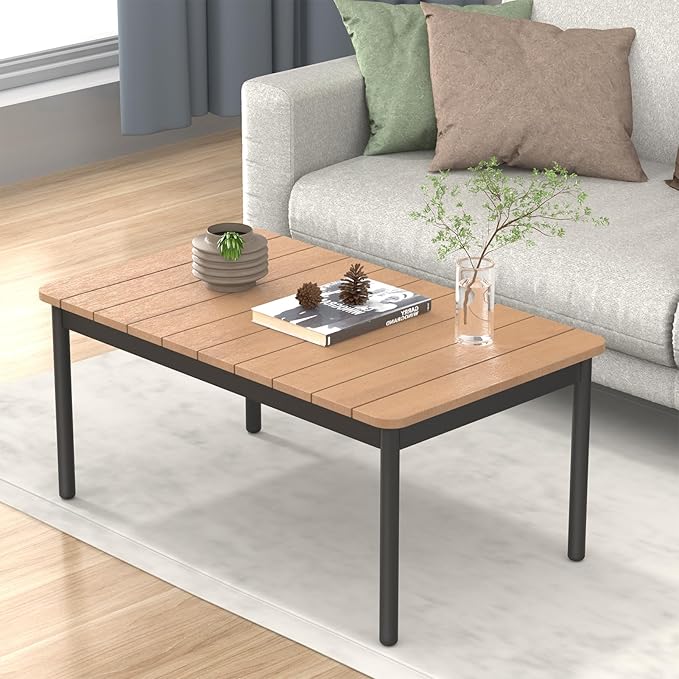 C-Hopetree Small Rectangle Polywood Outdoor Side Coffee Table for Outside Patio