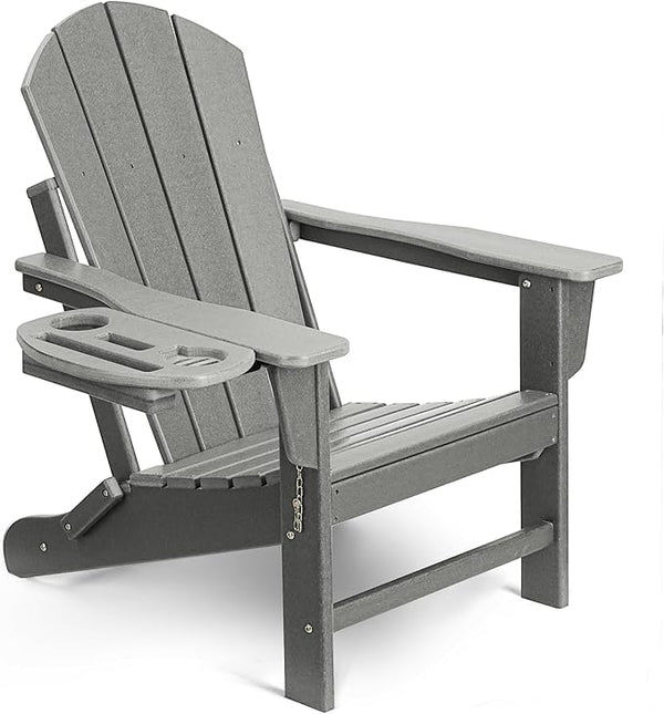 FOOWIN Folding Adirondack Chair, HDPE Adirondack Chairs with Cup Holder - Photo 1
