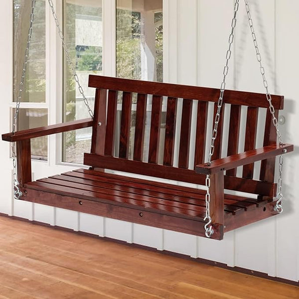 Wooden Porch Swings Outdoor Bench Swing 48inch, 2 Person Seating Hanging Porch Swing Solid Wood Patio Bench for Garden - Photo 1