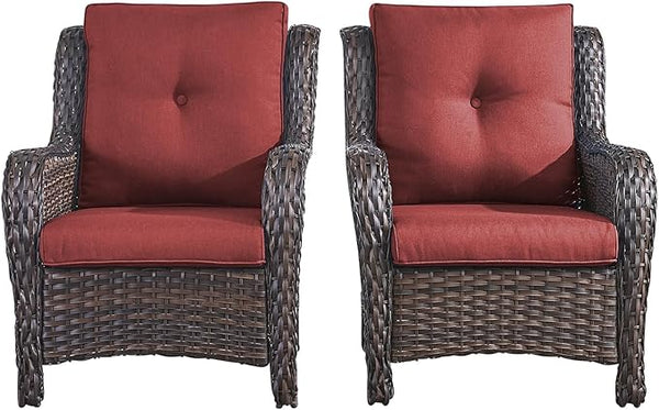 Rilyson Patio Furniture Chairs Outdoor Chair - 2 Piece Wicker Rattan Chairs Set with High Back and Deep Seating for - Photo 1