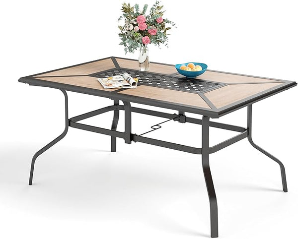 Sophia & William Rectangular Outdoor Dining Table with 1.6"-2" Adjustable Umbrella Hole - Photo 1