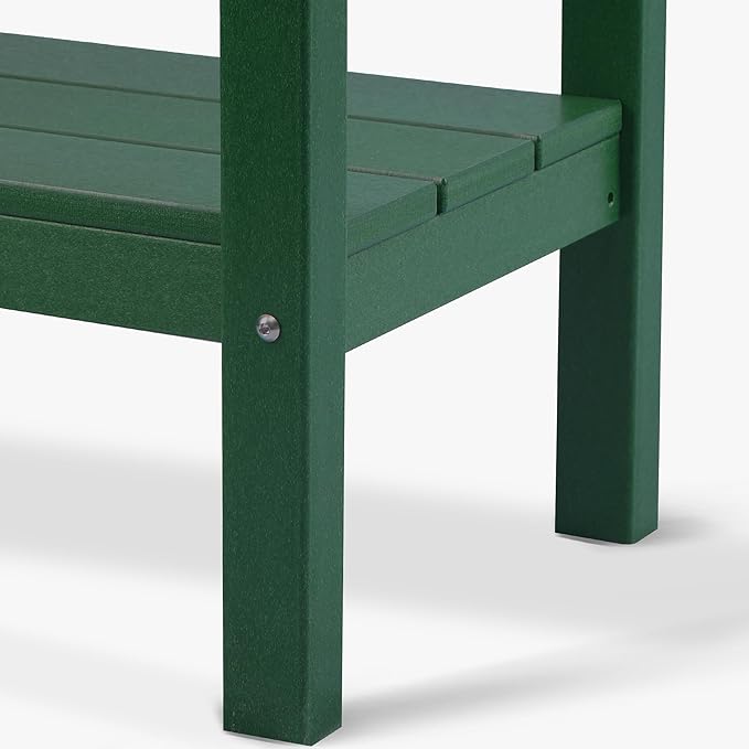 WestinTrends Malibu 55" Outdoor Patio HDPE Adirondack 2-Tier Shelf Console Table, Dark Green