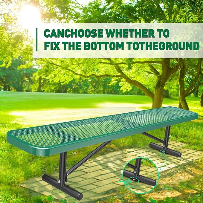 Ceridwen Park Benches for Weatherproof Commercial Outdoor Bench,Metal Frame Park Bench with Expanded Metal Mesh for Garden Bench,Rectangular Outdoor Benches for Outside Garden Lawn Yard Porch