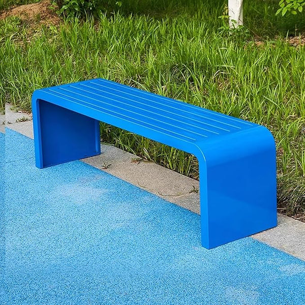Outdoor Bench Weatherproof, Stainless Steel Metal Garden Bench, Anti-Rust Patio Park Bench for Front Porch, Yard, Lawn, Deck(Blue,100cm/39in)