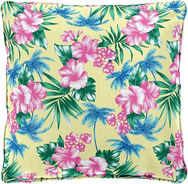 BrylaneHome 20" Square Throw Pillow - Patio & Outdoor - Water, Stain & Fade Resistant - Banana Island - Photo 1
