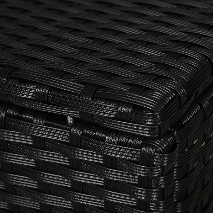 Outsunny 20" Patio Wicker Ottoman, Multipurpose Outdoor PE Rattan Footrest, Additional Seating, Side Table with Soft Cushion, Black, Cream White