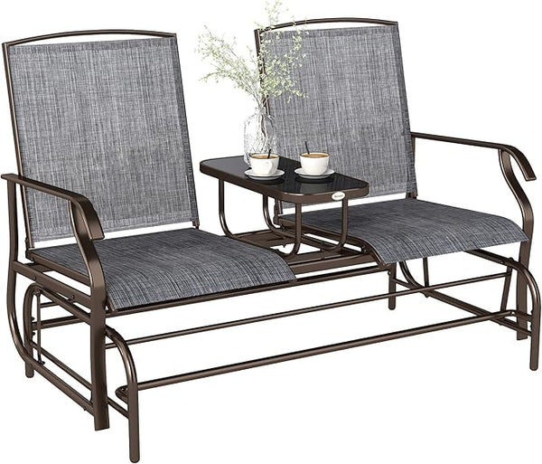 Outsunny Outdoor Glider Bench with Center Table - Photo 1