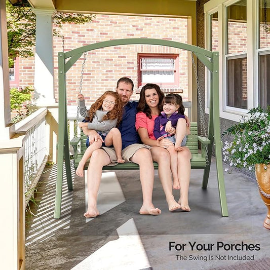 VINGLI Outdoor Wooden Swing Frame, Heavy Duty 1000 LBS A-Frame Swing Stand with Farmhouse Cottage Style, Patio Porch Swing Bench Stand for Indoor & Outdoor (Green)