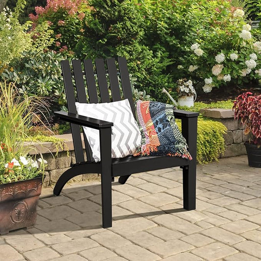 Giantex Adirondack Chair Set of 2 Acacia Wood Outdoor Chairs, 350 lbs Weight Capacity, Weather Resistant Campfire Chairs for Lawn Seating, Garden, Poolside, Balcony, Patio Lounger, Black