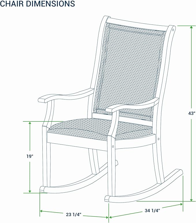 Cambridge Casual Dunham Teak Porch Rocking Chair, Padded Woven Seat, All-Weather Teak Wood Outdoor Rocker with Built-in Quick Dry Cushion and Poly-Rattan Wicker Accents