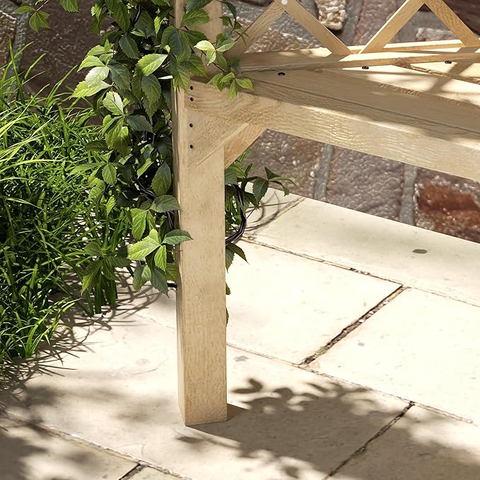 Outsunny 55" Garden Arch Bench, Wooden Trellis Park Bench with Slatted Seat for Outside, Lattice Backrest for Vines & Climbing Plants Outside On Deck, Lawn, Porch, Natural