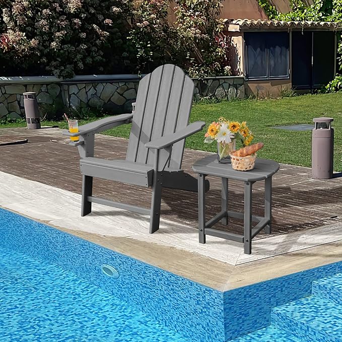 Giantex Set of 4 Adirondack Chair Outdoor Fire Pit Chairs, HDPE Weather Resistant Patio Chair for Campfire,Deck, Garden, Yard, Lawn Furniture Porch and Lawn Seating Composite Chairs