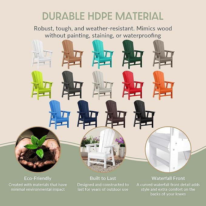 WestinTrends Malibu Outdoor Patio HDPE Plastic Adirondack Dining Chair White