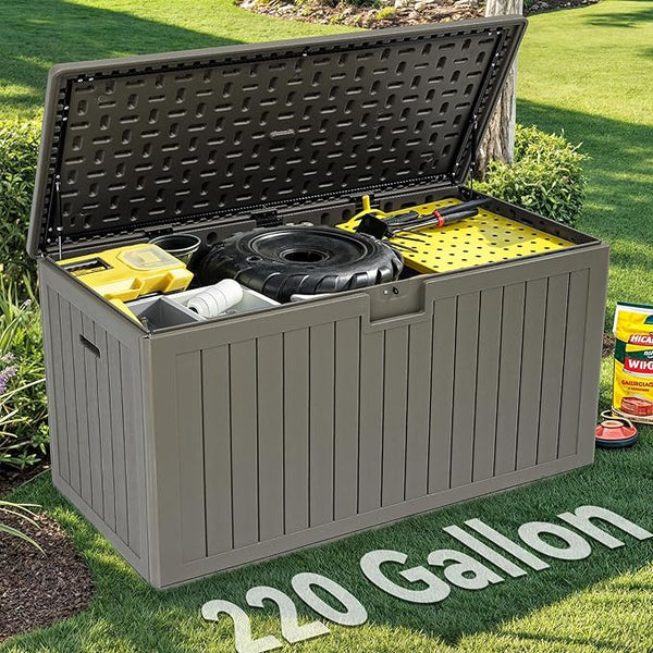 YITAHOME 220 Gallon Double-Wall Deck Box with Divider & Side Handles, Outdoor Large Storage for Patio Furniture Cushions - Photo 1