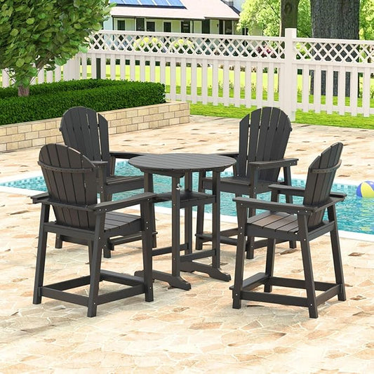 Adirondack Chair Chair Set of 2, Fire Pit Chair Weather Resistant, Ergonomic, Arm Rest, Campfire Chairs, 4 Steps Easy Assembly, Black