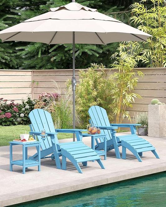 BRIOPAWS Folding-Adirondack-Chair | HDPE | Fire Pit Chairs | Cup Holder | Weather Resistance | Arctic | for Outdoor Backyard Deck Patio