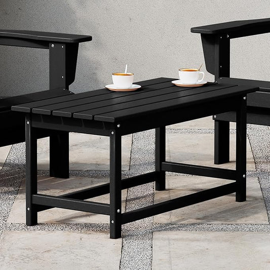 WestinTrends Malibu Outdoor Coffee Table, 35" x 17.5" All Weather Poly Lumber Patio Adirondack Coffee Table for Garden Lawn Porch Balcony, Black