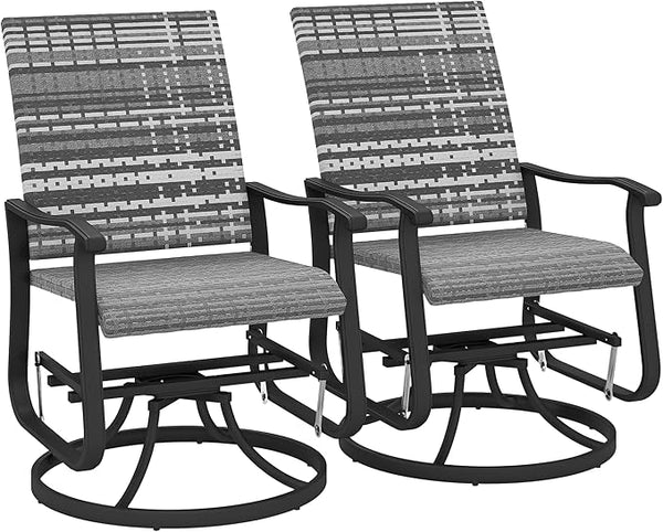 Outsunny Patio Glider Chair Set of 2, Wicker Rattan Outdoor Swivel Chair with Steel Frame, High Back, Armrests - Photo 1