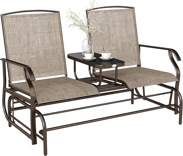 Outsunny Outdoor Glider Bench with Center Table - Photo 1