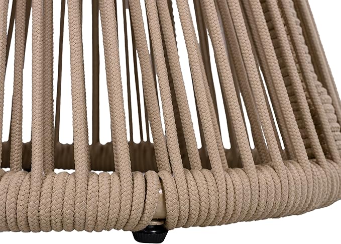 Christopher Knight Home Nara Acacia Wood Outdoor Side Table Set of 2, Hourglass Shaped with Metal Frame+Woven Rope, Outdoor End Table, Garden Plant Stand Indoor, No Assembly Needed, Beige+Light Teak