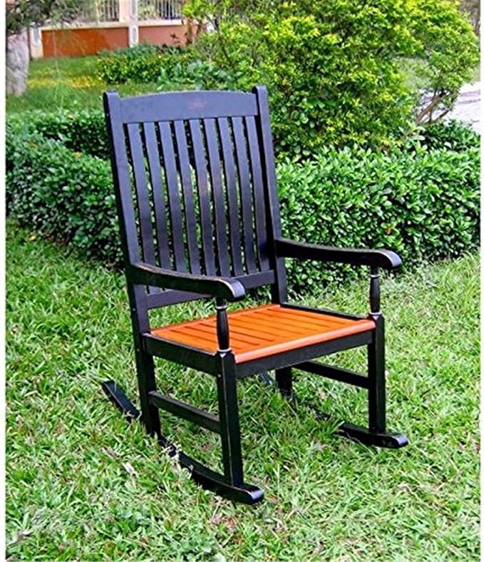 Maykoosh Outdoor Acacia Wood Rocker - Porch Rocking Chair, Antique Finish, UV Protected, Comfortable Seating, 32" Wide