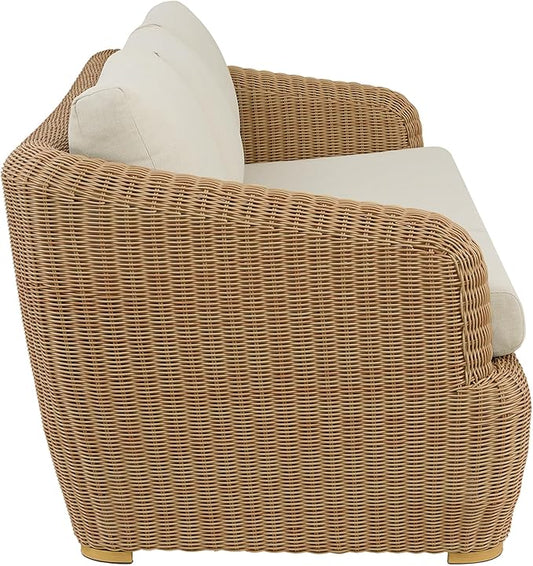 CHITA Patio Wicker 3-Seater Sofa with Removable Cushion, Backyard Rattan Chair for Sunrooms, Patios, Decks, Fully Assembled