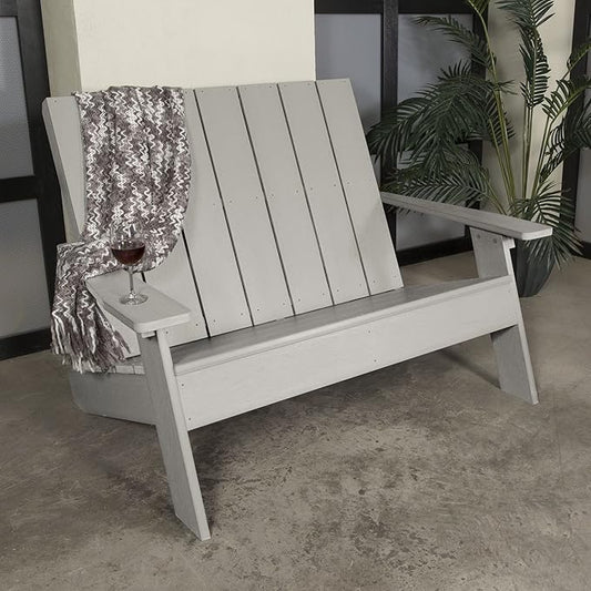 highwood Italica Modern Outdoor Adirondack Loveseat, Harbor Gray