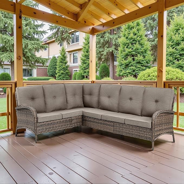 Belord 6-Seater Outdoor Sectional Sofa L Shaped Couch Patio Conversation Furniture Set - Photo 1