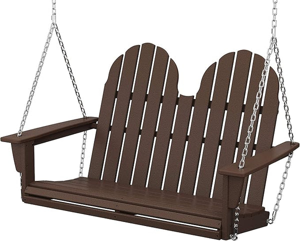 POLYWOOD Vineyard 2-Person Porch Swing, Mahogany - Heavy Duty HDPE Outdoor Hanging Swing for Patio - Photo 1