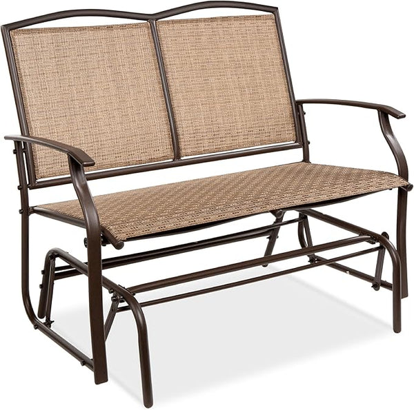 Best Choice Products 2-Person Outdoor Patio Swing Glider Steel Bench Loveseat Rocker for Deck, Porch w/Textilene Fabric - Photo 1