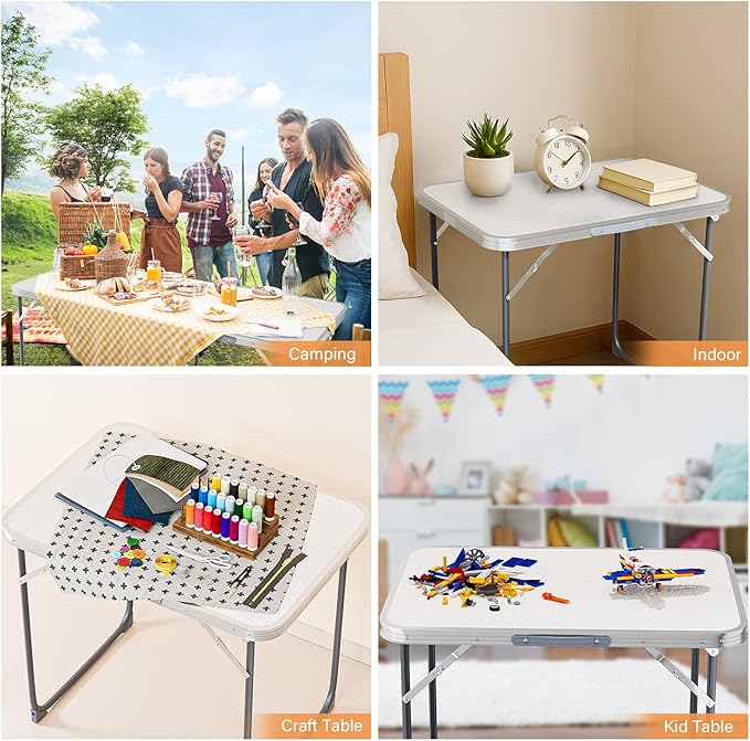 VINGLI 2.3FT Small Camping Table,Portable Camping Table with Carrying Handle, Picnic Table Foldable Table Essentials for Indoor Outdoor