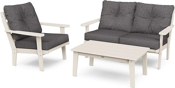 POLYWOOD® Lakeside Deep Seating Set, Sand/Ash Charcoal - Photo 1