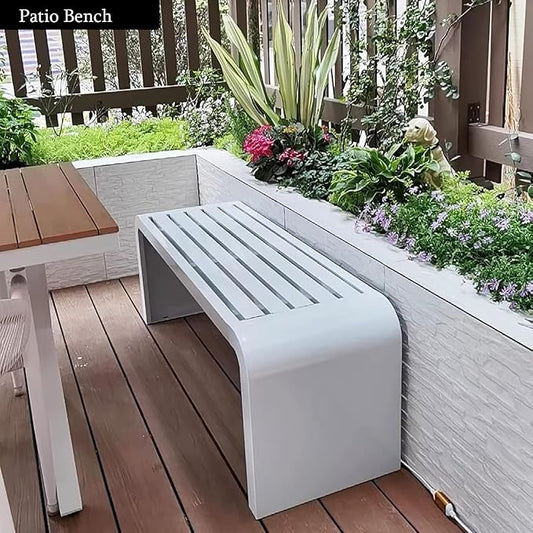 Outdoor Metal Backless Garden Bench, Durable Steel Frame for Porch & Park, All-Weather Seating Solution for Backyard, Stylish & Comfortable Patio Furniture