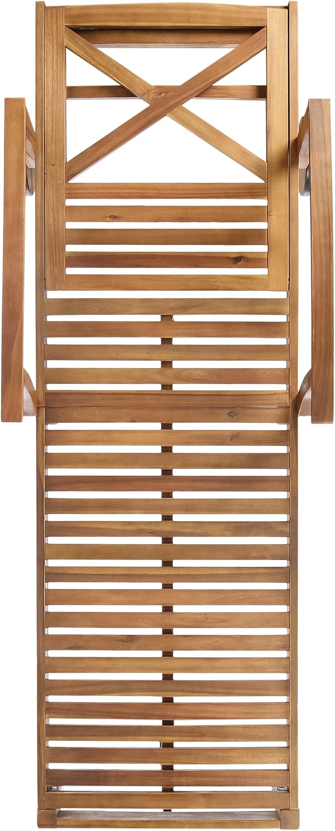 Merax Outdoor Chaise Lounge with Wheels & 5-Position Adjustable Backrest, Acacia Wood Pool Lounge Chairs Patio Loveseat Sun Tanning Chair, 79"x30"x22", Teak