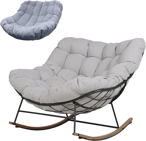 Grand patio Outdoor Rocking Chair with 2 Cushions, E-Coated Papasan Rocking Chair with Cushion - Photo 1