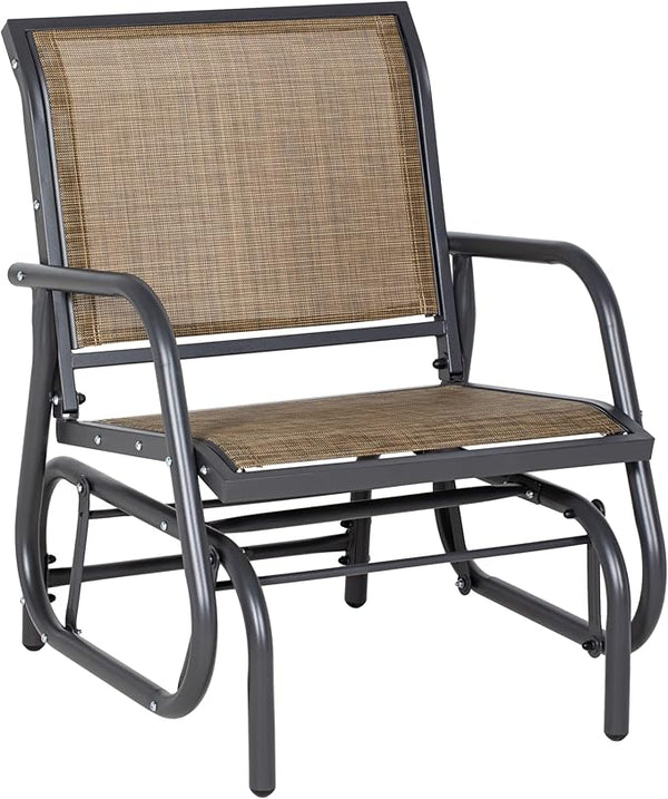 Outsunny Porch Glider, Metal Frame Swing Glider Chair with Breathable Mesh Fabric - Photo 1