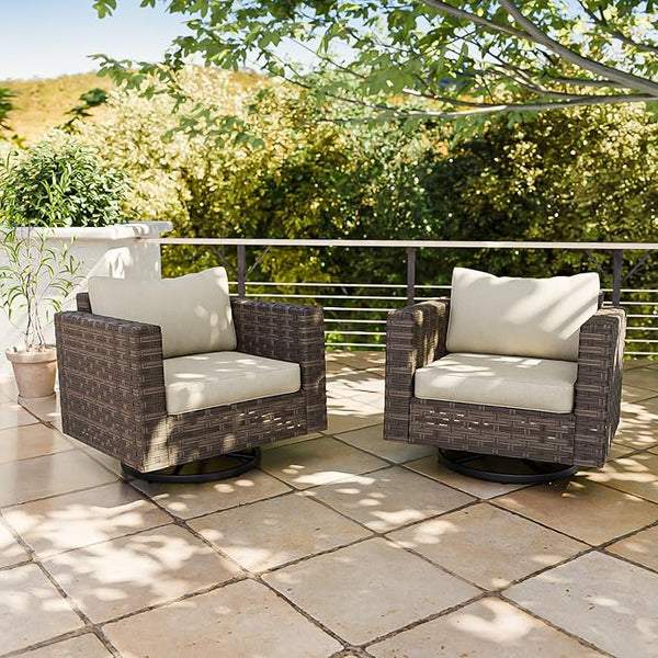 EAGLE PEAK Harbor Haven 2 Piece Wicker Swivel Rocker Patio Furniture Set, Deep Seating Rocking Chairs - Photo 1