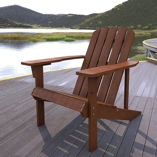 JONATHAN Y PAT1002C Westport Outdoor Patio Traditional Acacia Wood Adirondack Chair for Garden, Lawn, Backyard, Pool, Deck, Beach, Firepit, Dark Brown